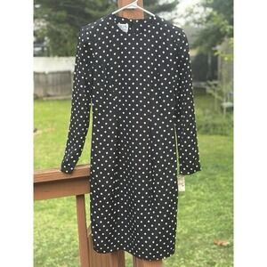 Vtg. Bichon By Sara Edwards Black & White Polka Dot Dress Sz‎ 6 Parisian Rockab